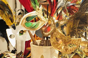 Italy, Veneto, Venice, collection of masks, San Marco Italy, Veneto, Venice, collection of masks, San Marco