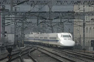 Japan Tokyo a nozomi shinkansen bullet train arrives at station Japan Tokyo a nozomi shinkansen bullet train arrives at station