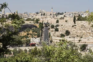 The Lion Gate into the Muslim Quarter in the Old City of Jerusalemas seen from the Mount The Lion Gate into the Muslim Quarter in the Old City of Jerusalemas seen from the Mount
