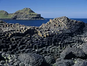 NORTHERN IRELAND, County Antrim, The Giants Causeway Interlocking basalt stone columns NORTHERN IRELAND, County Antrim, The Giants Causeway Interlocking basalt stone columns