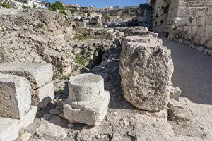 Ruins of ancient Jerusalem in the Jerusalem Archeological Park below the Temple Mount in Ruins of ancient Jerusalem in the Jerusalem Archeological Park below the Temple Mount in