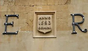 Stonework coat of arms for Elizabeth Regina E R The Queen Stonework coat of arms for Elizabeth Regina E R The Queen