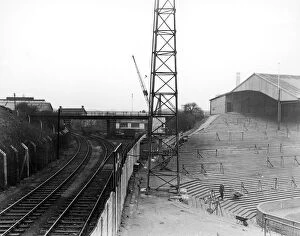 1957 Collection: A view of the train tracks which run past The Den, home to Millwall F. C