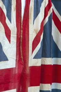 Prints of UK, England, London, The East End, Spitalfields Market, Battered Union Jack Flag Poster Prints: Spitalfields Market Battered Union Jack Print