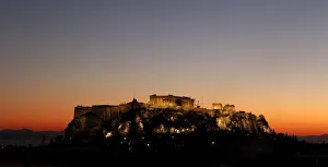 The Acropolis hill is seen during sunset in Athens The Acropolis hill is seen during sunset in Athens