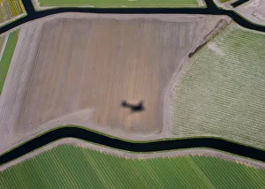 Aerial view of flower fields near the Keukenhof park, also known as the Garden of Aerial view of flower fields near the Keukenhof park, also known as the Garden of