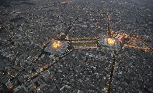 An aerial view shows the Shrines of Imam al-Abbas and Imam al-Hussein during the commemoration An aerial view shows the Shrines of Imam al-Abbas and Imam al-Hussein during the commemoration