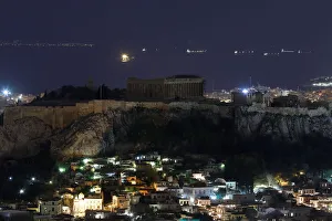 The ancient Parthenon temple is pictured atop the Acropolis hill during Earth Hour in The ancient Parthenon temple is pictured atop the Acropolis hill during Earth Hour in