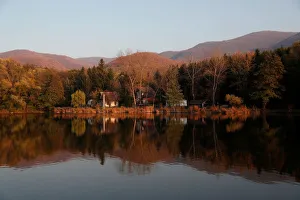 Autumnal foliage is relected on a lake near Belapatfalva Autumnal foliage is relected on a lake near Belapatfalva