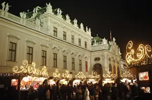 Belvedere palace is pictured behind an advent market in Vienna Belvedere palace is pictured behind an advent market in Vienna