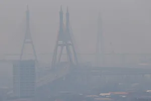 The Bhumibol bridge is seen through air pollution in Bangkok The Bhumibol bridge is seen through air pollution in Bangkok