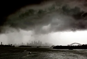 Boats sail on Sydney harbour as a severe storm hits the city Boats sail on Sydney harbour as a severe storm hits the city
