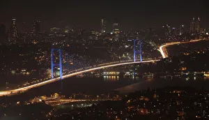 The Bosphorus Bridge is seen before Earth Hour in Istanbul The Bosphorus Bridge is seen before Earth Hour in Istanbul