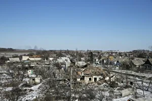 Buildings damaged by fighting are pictured in the village of Nikishine Buildings damaged by fighting are pictured in the village of Nikishine