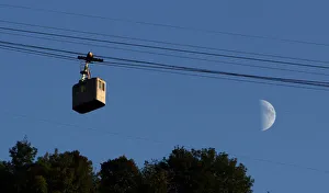 A cable car passes above the town of Chiatura A cable car passes above the town of Chiatura