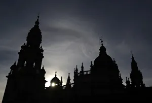 The Cathedral of Santiago de Compostela is seen during sunset in Spain The Cathedral of Santiago de Compostela is seen during sunset in Spain