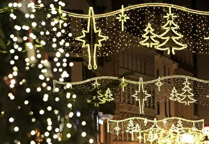 Christmas illuminations light the Vaci shopping street in downtown Budapest Christmas illuminations light the Vaci shopping street in downtown Budapest