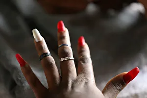 A client presents her nails after they have been painted on Valentines Day at Wuse A client presents her nails after they have been painted on Valentines Day at Wuse