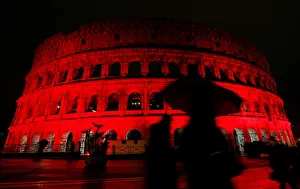 The Colosseum is lit up in red to draw attention to the persecution of Christians around The Colosseum is lit up in red to draw attention to the persecution of Christians around