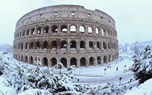 The Colosseum is seen during a heavy snowfall in Rome The Colosseum is seen during a heavy snowfall in Rome