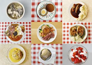 A combination photo shows different British foods A combination photo shows different British foods