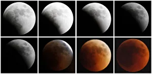 Combination photo shows the moon as it undergoes a total lunar eclipse as seen Combination photo shows the moon as it undergoes a total lunar eclipse as seen