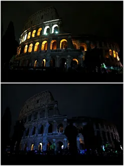 A combination picture shows a view of the ancient Colosseum before A combination picture shows a view of the ancient Colosseum before