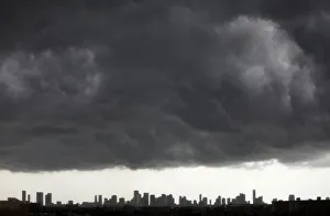 Dark clouds pass over downtown Miami, Florida Dark clouds pass over downtown Miami, Florida