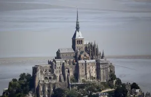 Tour De France Prints: Aerial view of Mont Saint-Michel Print