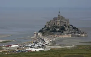Tour De France Prints: Aerial view print of Mont Saint-Michel during Tour de France cycling race