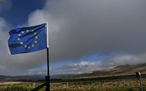The European Union flag flies in the County Kerry village Doora Cross The European Union flag flies in the County Kerry village Doora Cross