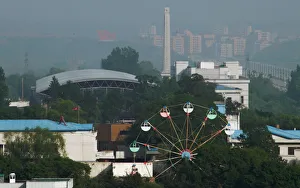 A ferris wheel is seen in the North Korean town of Sinuiju from the Chinese side of the A ferris wheel is seen in the North Korean town of Sinuiju from the Chinese side of the