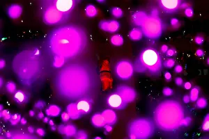 A figure of Santa Claus using a parachute is seen among Christmas decorations A figure of Santa Claus using a parachute is seen among Christmas decorations