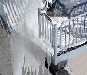 Frozen balustrade is pictured on top of highest German mountain, the Zugspitze Frozen balustrade is pictured on top of highest German mountain, the Zugspitze