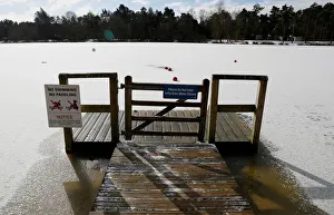 A frozen lake is seen in Elveden Forest, Suffolk A frozen lake is seen in Elveden Forest, Suffolk