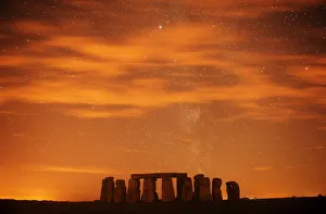 A general view of Stonehenge during the annual Perseid meteor shower in the night sky in A general view of Stonehenge during the annual Perseid meteor shower in the night sky in