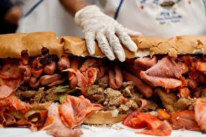 A part of a giant Torta weighing 820 kg and 67-meters long is pictured A part of a giant Torta weighing 820 kg and 67-meters long is pictured