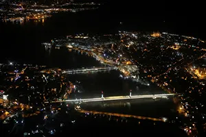 Golden Horn and the Old City are seen through the window of a passenger aircraft over Golden Horn and the Old City are seen through the window of a passenger aircraft over
