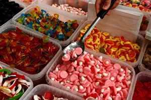 Gums and sweets are seen on a confectionary retail stand during an agricultural fair at Gums and sweets are seen on a confectionary retail stand during an agricultural fair at