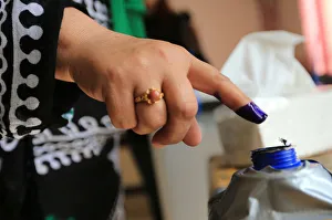 An Iraqi womans finger is seen stained with ink at a polling station during the An Iraqi womans finger is seen stained with ink at a polling station during the