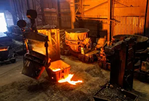 A molten ferroalloy ladle is seen inside Eurasian Resources Groups (ERG A molten ferroalloy ladle is seen inside Eurasian Resources Groups (ERG