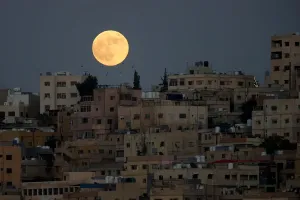 Space Photography Prints: The moon is seen before a lunar eclipse over Amman