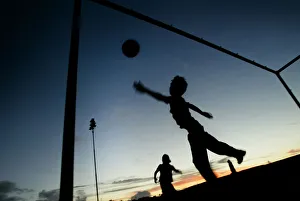 NATIVES RAPA NUI BOYS PLAY FOOTBALL ON EASTER ISLAND NATIVES RAPA NUI BOYS PLAY FOOTBALL ON EASTER ISLAND