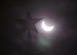 Eclipse Prints: A star on the Kremlin tower during a partial solar eclipse in Moscow, Print