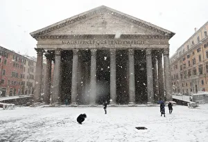 The Pantheon is seen during a heavy snowfall in Rome The Pantheon is seen during a heavy snowfall in Rome