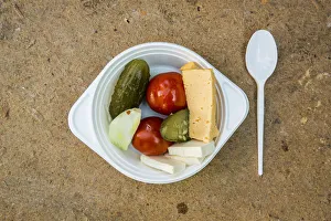A picture shows a piece of food served by volunteers to anti-government protesters A picture shows a piece of food served by volunteers to anti-government protesters