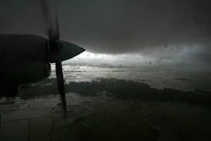 Propeller of Indonesian navy airplane is pictured in bad weather during search for Propeller of Indonesian navy airplane is pictured in bad weather during search for