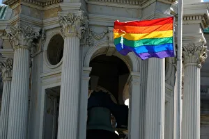 A rainbow flag flies over the Brooklyn Borough Hall in the Brooklyn borough of New York A rainbow flag flies over the Brooklyn Borough Hall in the Brooklyn borough of New York