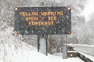A road sign warns of adverse weather conditions on the A9 near Killiecrankie, in Scotland A road sign warns of adverse weather conditions on the A9 near Killiecrankie, in Scotland