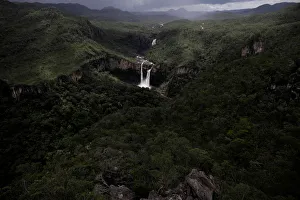 Salto do Rio Preto waterfall is seen in Chapada dos Veadeiros National Park in Alto Salto do Rio Preto waterfall is seen in Chapada dos Veadeiros National Park in Alto